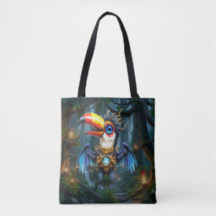 Maanverlichte Steampunk Toekan.  Tote Bag