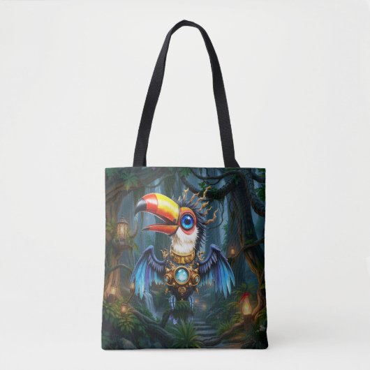 Maanverlichte Steampunk Toekan. Tote Bag (Voorkant)