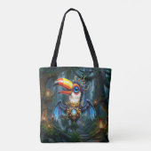 Maanverlichte Steampunk Toekan. Tote Bag (Achterkant)