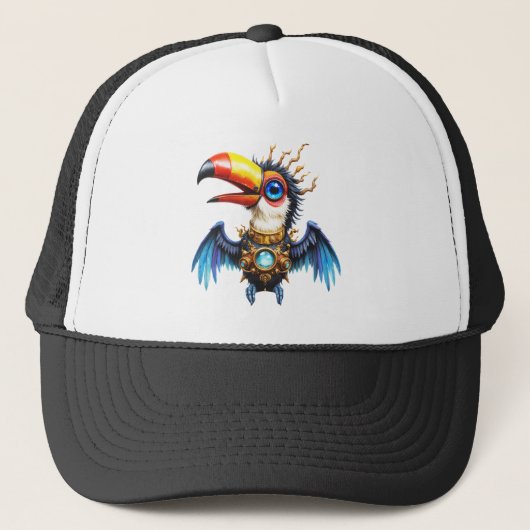 Maanverlichte Steampunk Toekan.  Trucker Pet (Voorkant)