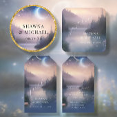 Maanverlichte Ster Bergmeer Fantasie Elegante Brui Ronde Sticker