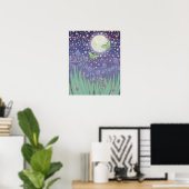 Maanverlichte sterren, maanmotten, slakken en iris poster (Thuiskantoor)