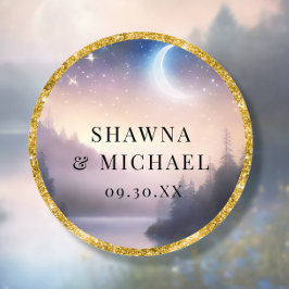 Maanverlichte Sterrenbergmeer Fantasie Elegante Tr Ronde Sticker