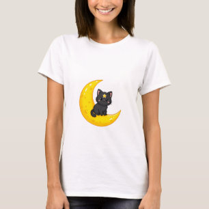 Maanverlichte Sterrenkat T-shirt