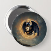 Maanverlichte Tijdsbewaker – Steampunk Vleermuis Ronde Button 4,0 Cm (Voorkant /achterkant)