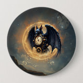 Maanverlichte Tijdsbewaker – Steampunk Vleermuis Ronde Button 4,0 Cm (Voorkant)