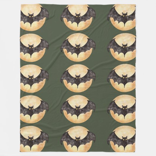 Maanverlichte vleermuissilhouetten fleece deken (Voorkant)