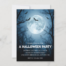 Maanverlichte vleermuizen Halloween Party Kaart