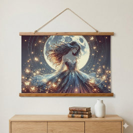 Maanverlichte Vlinder Tovenaarster Fantasie Hangend Wandkleed