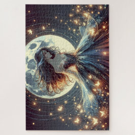 Maanverlichte Vlinder Tovenaarsvrouw Fantasie Legpuzzel