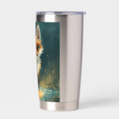 Maanverlichte Vos, Nachtelijk Bos  Geïsoleerde Drinkbeker (Links)