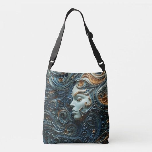 Maanverlichte Vrouw 3D Kunst Crossbody Tas (Achterkant)