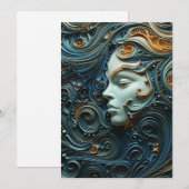 Maanverlichte Vrouw 3D Kunst Feestdagenkaart (Voorkant / Achterkant)