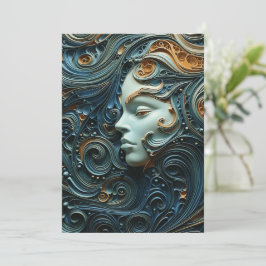 Maanverlichte Vrouw 3D Kunst Feestdagenkaart
