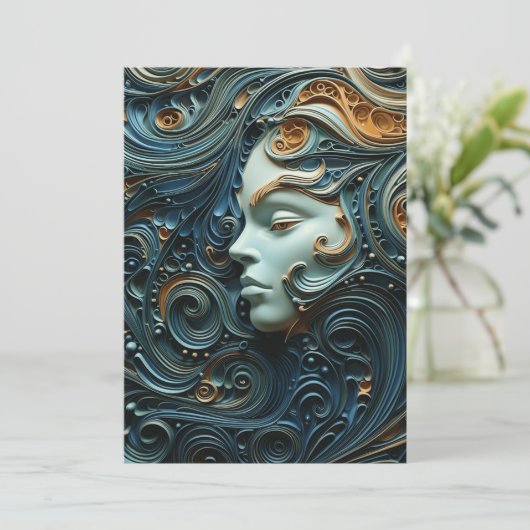 Maanverlichte Vrouw 3D Kunst Feestdagenkaart (Staand voorkant)