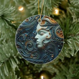 Maanverlichte Vrouw 3D Kunst Keramisch Ornament