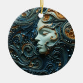 Maanverlichte Vrouw 3D Kunst Keramisch Ornament (Voorkant)