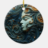 Maanverlichte Vrouw 3D Kunst Keramisch Ornament (Achterkant)
