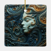 Maanverlichte Vrouw 3D Kunst Keramisch Ornament (Achterkant)