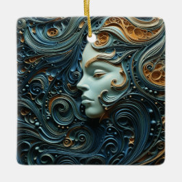 Maanverlichte Vrouw 3D Kunst Keramisch Ornament