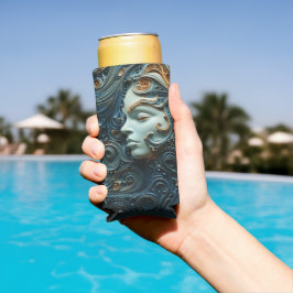 Maanverlichte Vrouw 3D Kunst Seltzer Blikjeskoeler