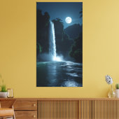 Maanverlichte waterval - Cinematic Night Landscape Canvas Afdruk (Insitu (Woonkamer))