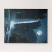 Maanverlichte waterval - Cinematic Night Landscape Legpuzzel (Horizontaal)