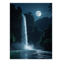 Maanverlichte waterval - Cinematic Night Landscape