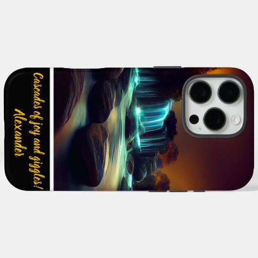Maanverlichte waterval nachtscène Case-Mate iPhone case (Achterkant (horizontaal))