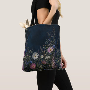 Maanverlichte Wilde Bloem Donkere Bloem Nachttuin Tote Bag
