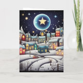Maanverlichte winter van vreugde kaart (Achterkant)