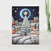 Maanverlichte winter van vreugde kaart (Voorkant)