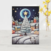 Maanverlichte winter van vreugde kaart (Gele Bloem)