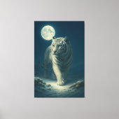 Maanverlichte witte tijger fantasie kunst canvas afdruk (Voorkant)
