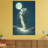 Maanverlichte witte tijger fantasie kunst canvas afdruk (Insitu (Woonkamer))