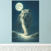 Maanverlichte witte tijger fantasie kunst canvas afdruk (Insitu (Houten vloer))