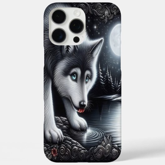 Maanverlichte witte wolfreflectie Case-Mate iPhone case (Achterkant)