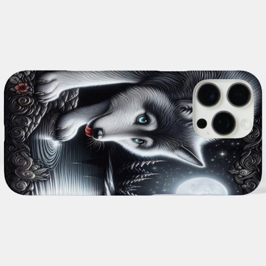 Maanverlichte witte wolfreflectie Case-Mate iPhone case (Achterkant (horizontaal))