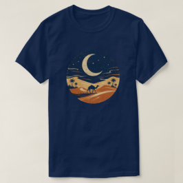 Maanverlichte Woestijn Kameel Reis T-Shirt