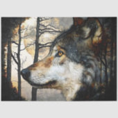 Maanverlichte Wolf Profiel Decoupage Tissuepapier (Voorkant)