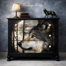 Maanverlichte Wolf Profiel Decoupage