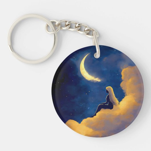 Maanverlichte Wolken Acryl Sleutelhanger (Voorkant)