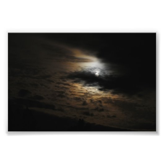 Maanverlichte Wolken Night Sky Celestial Foto Afdruk (Voorkant)