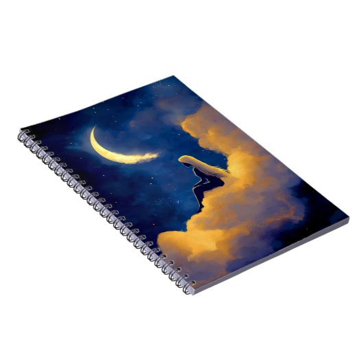Maanverlichte Wolken Spiraal Notebook Notitieboek (Rechterzijde)