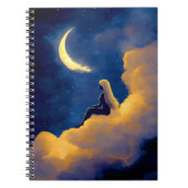 Maanverlichte Wolken Spiraal Notebook Notitieboek (Voorkant)