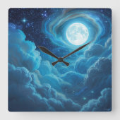 Maanverlichte wolkenlucht wandklok (Voorkant)