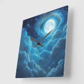 Maanverlichte wolkenlucht wandklok (Hoek)