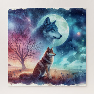 Maanverlichte Wolven Spirituele Nacht Legpuzzel