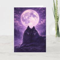 Maanverlichte Wolven Wenskaart