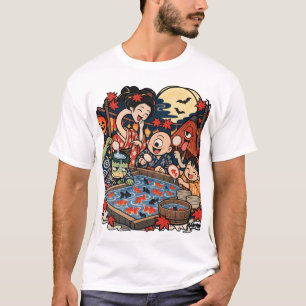 Maanverlichte Yokai Goudvis Soppent Festival T-Shi T-shirt